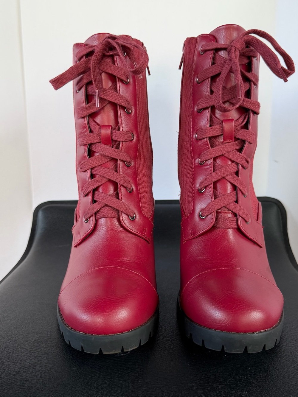 BCBGeneration Burgundy Lace-Up Combat Boots Size 11